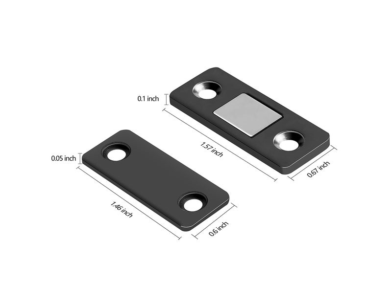 Mousike Magnetic Door Catch Ultra Thin Cabinet Magnets Stainless Steel Drawer Magnet Catch for Sliding Door Closure Kitchen Cabinet Cupboard Closet Closer (Black-4Pack) - Image 2