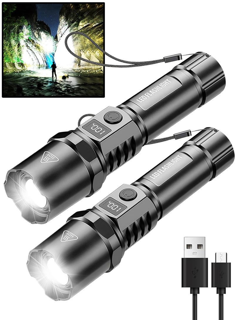 Flashlight,Rechargeable Flashlight High Lumens, LED Flashlight Super Bright, Handheld Flashlight, Powerful Flashlights for Camping Hiking Emergencies, USB Rechargeable Torch Light, Waterproof Flashlight Portable Outdoor Flashlights - Image 1