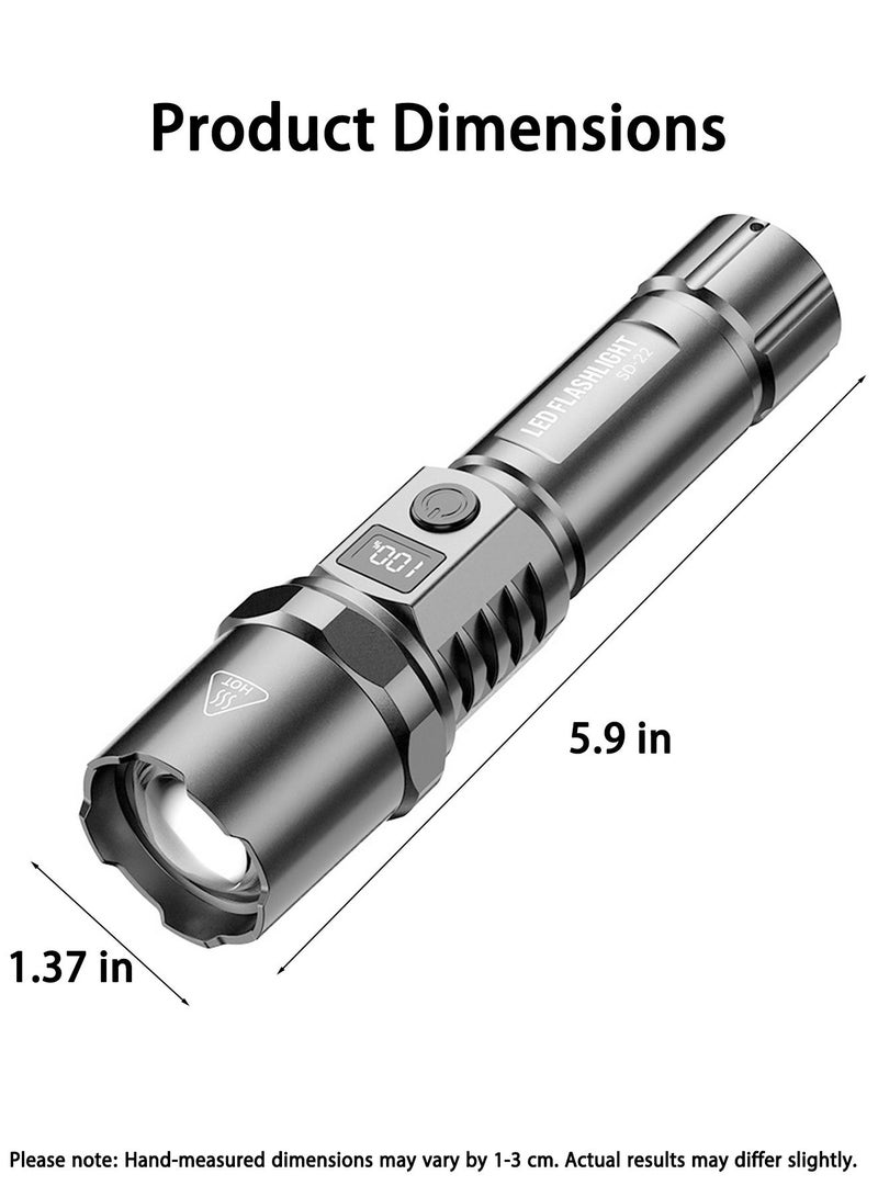 Flashlight,Rechargeable Flashlight High Lumens, LED Flashlight Super Bright, Handheld Flashlight, Powerful Flashlights for Camping Hiking Emergencies, USB Rechargeable Torch Light, Waterproof Flashlight Portable Outdoor Flashlights - Image 2