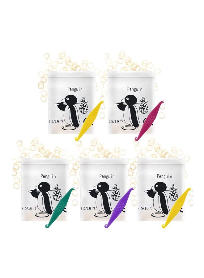 Orthodontic Elastic Rubber Bands, 500 Pcs Rubberbands Dreadlocks Hair Braids Fix Tooth Gap, 5pcs Elastic Placer for Braces(5/16in, 3.5oz）