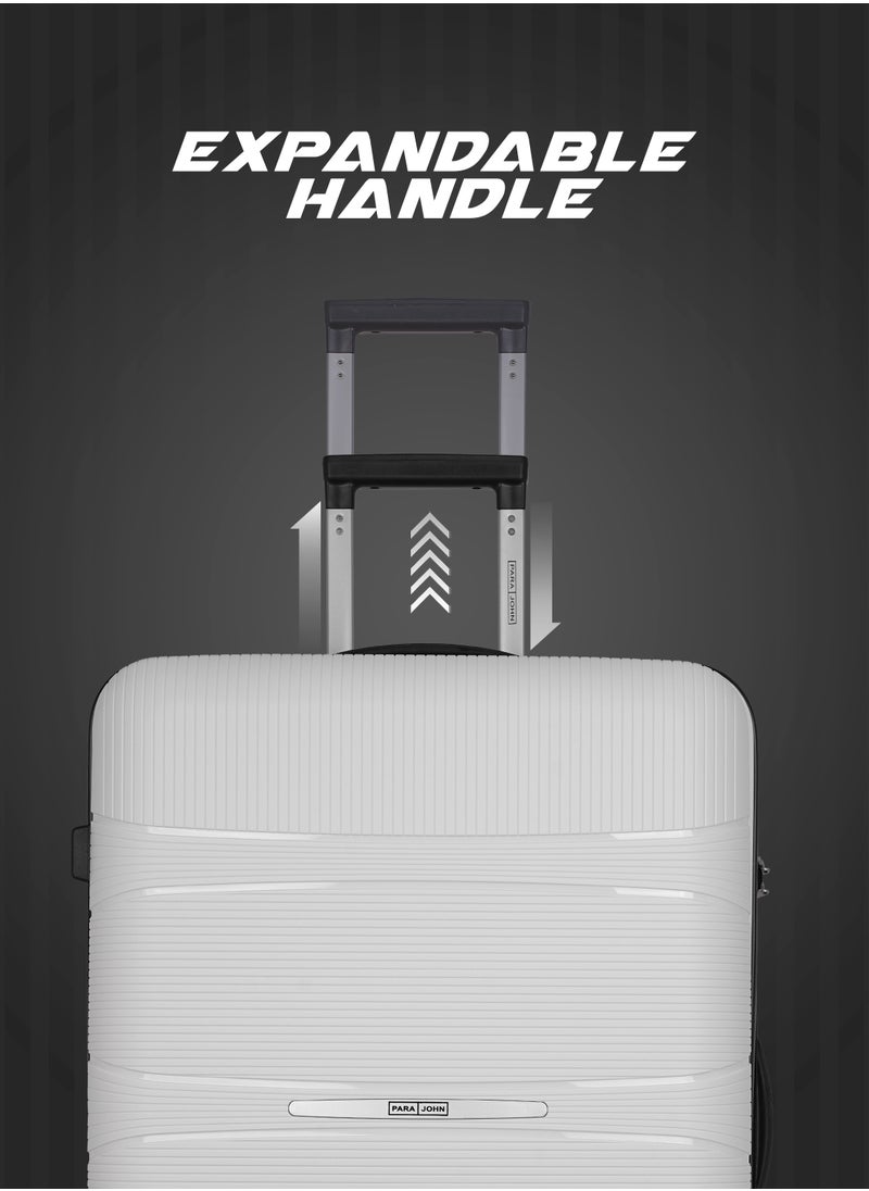 PARAJOHN - Marc 3 Piece Polypropelene Hardside Spinner Luggage Trolley Set 20/24/28 Inch White - Image 1