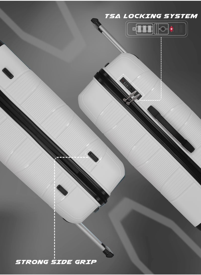 PARAJOHN - Marc 3 Piece Polypropelene Hardside Spinner Luggage Trolley Set 20/24/28 Inch White - Image 1