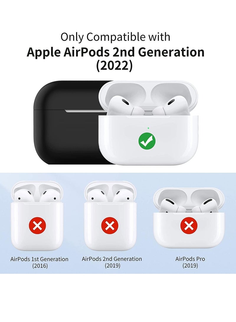 FOCUS Silicone Case Cover for AirPods Pro 2nd Generation 2022, Slim Protective Cover Skin for AirPods Pro 2 with Keychain (Black) - Image 2