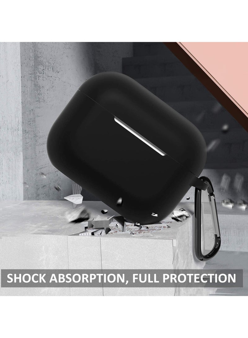 FOCUS Silicone Case Cover for AirPods Pro 2nd Generation 2022, Slim Protective Cover Skin for AirPods Pro 2 with Keychain (Black) - Image 3