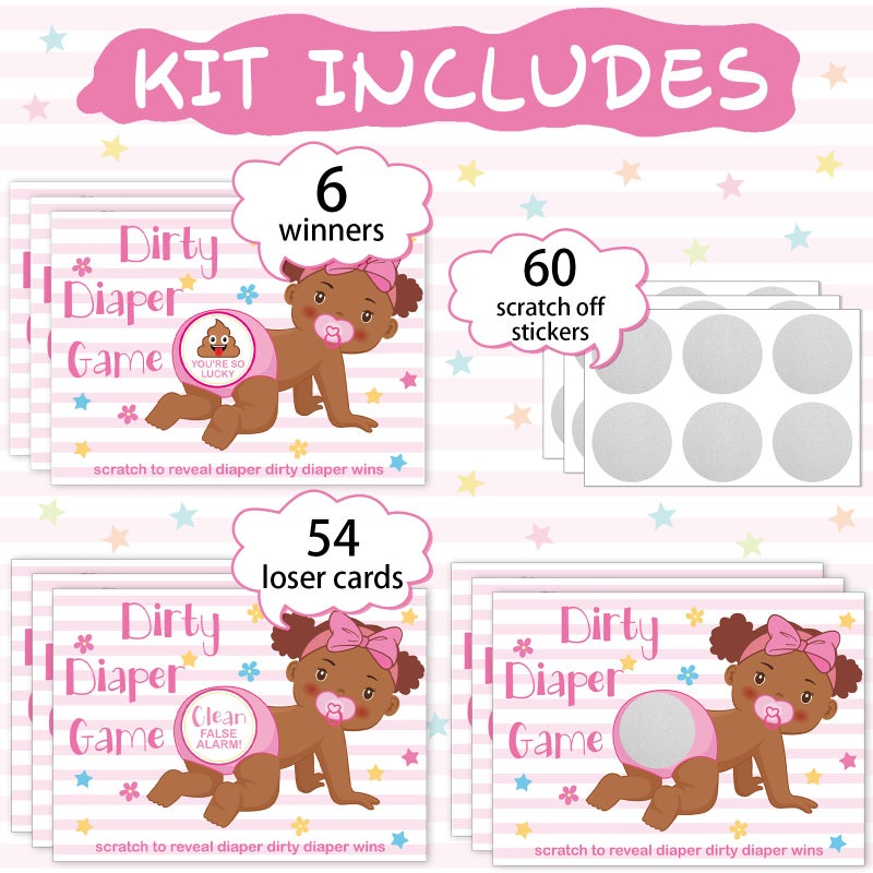 Geyee 60 Pieces Baby Shower Scratch off Game Funny Raffle Cards Baby Shower Party Games Decorations Cute Activity for Activity and Idea for Boy Girl(Rose Pink) - Image 3