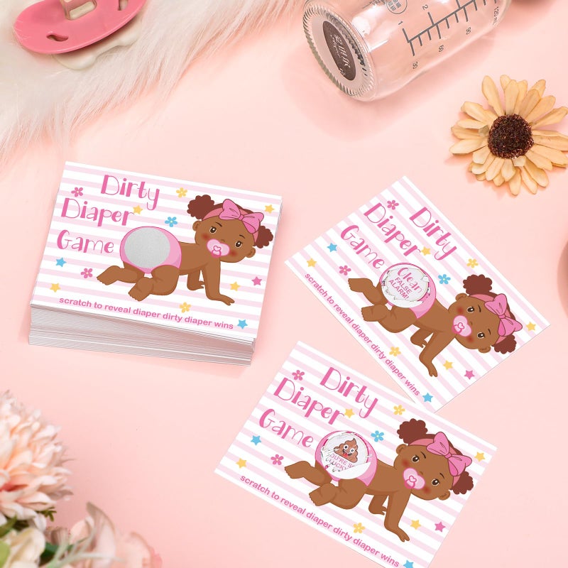Geyee 60 Pieces Baby Shower Scratch off Game Funny Raffle Cards Baby Shower Party Games Decorations Cute Activity for Activity and Idea for Boy Girl(Rose Pink) - Image 5