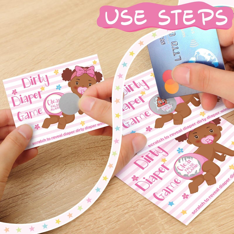Geyee 60 Pieces Baby Shower Scratch off Game Funny Raffle Cards Baby Shower Party Games Decorations Cute Activity for Activity and Idea for Boy Girl(Rose Pink) - Image 4