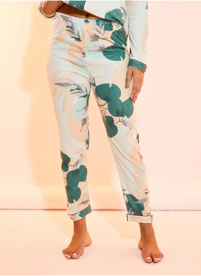 Styli Printed Long Sleeve Shirt & Pyjama Set