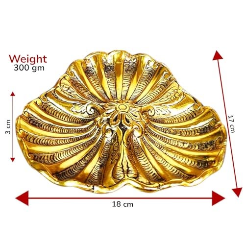 KridayKraft Gold Metal Decorative Tray Bowl – Stylish Dry Fruit Serving Dish for Tabletop, Living Room – Multipurpose Seep Tray for Snacks, Sweets (18 x 17 x 3 cm) - Image 2
