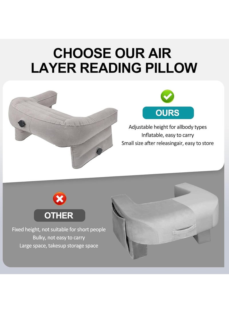CMGTYYD Pillow reading pillow, inflatable reading pillow for game work, portable foldable inflatable laptop desk table stool for adults sitting on bed, sofa, floor, car - Image 3