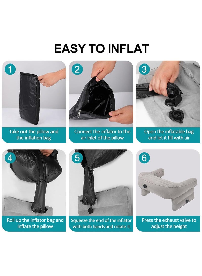 CMGTYYD Pillow reading pillow, inflatable reading pillow for game work, portable foldable inflatable laptop desk table stool for adults sitting on bed, sofa, floor, car - Image 5