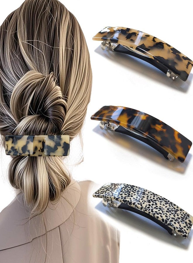 Markuii Large Hair Barrette for Women Acetate Rectangle Not Easy to Break French Hair Clips for Thick Hair, 3 Pack - Image 1