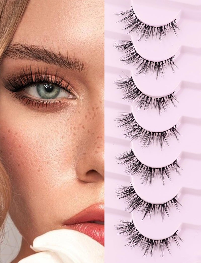 Siligli Cat Eye Lashes Wispy Eyelashes Manga Cat Eyelashes Natural Look 15mm Wispy False Lashes 3D Volume Fake Eyelashes Anime Lash Soft Faux Mink Lashes 7 Pairs Lashes Pack Siligli - Image 1