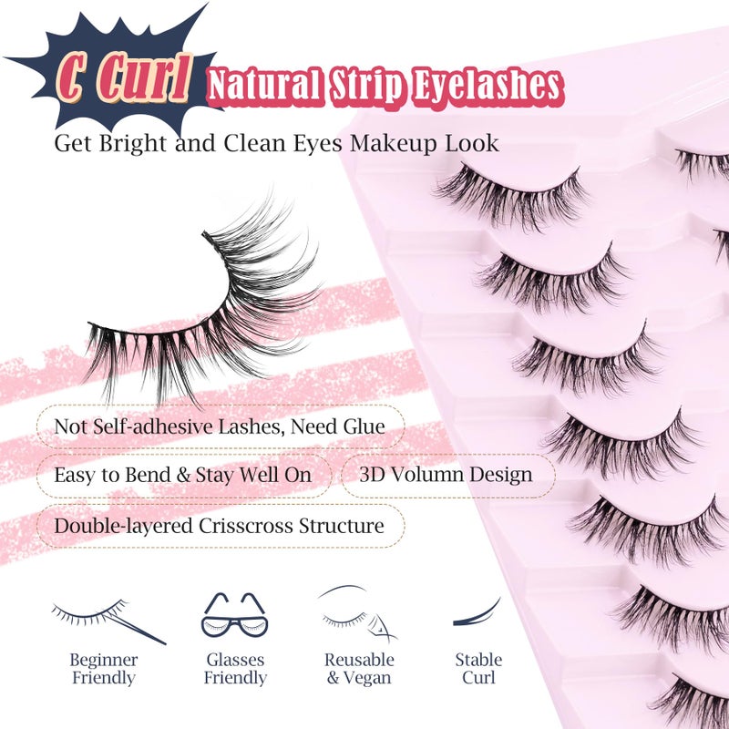 Siligli Cat Eye Lashes Wispy Eyelashes Manga Cat Eyelashes Natural Look 15mm Wispy False Lashes 3D Volume Fake Eyelashes Anime Lash Soft Faux Mink Lashes 7 Pairs Lashes Pack Siligli - Image 3