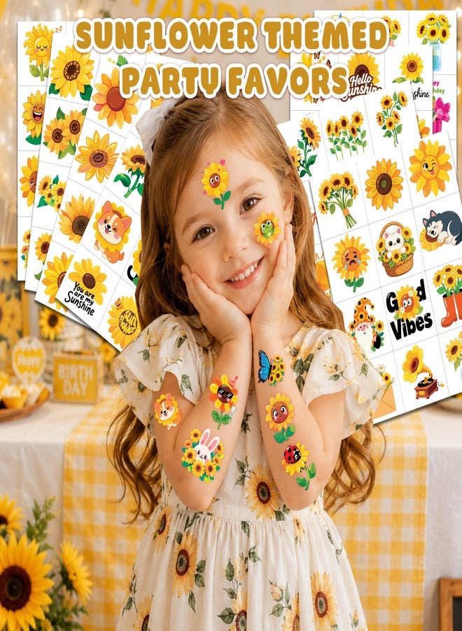 91TATTOOS 96 PCS Yellow Sunflower Pre-Cut Temporary Tattoos for Kids - Image 2