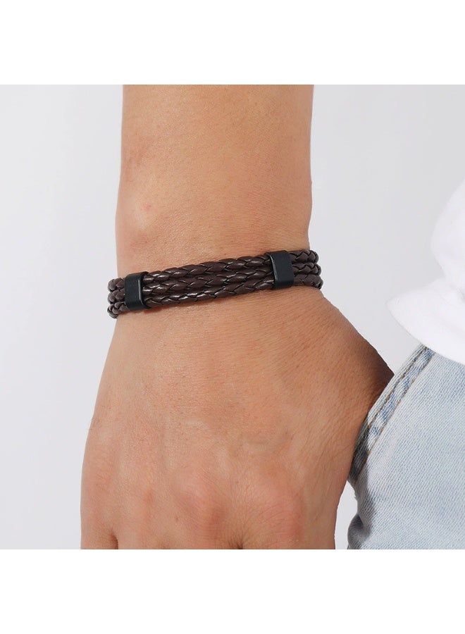 Goolsky Vintage Multi-layer Leather & Alloy Bracelet – Handmade Braided Wristband for Men & Women, Retro Design Adjustable Size, Anti-Tarnish, Daily Wear/Casual Outfits Unisex Gift - Image 2