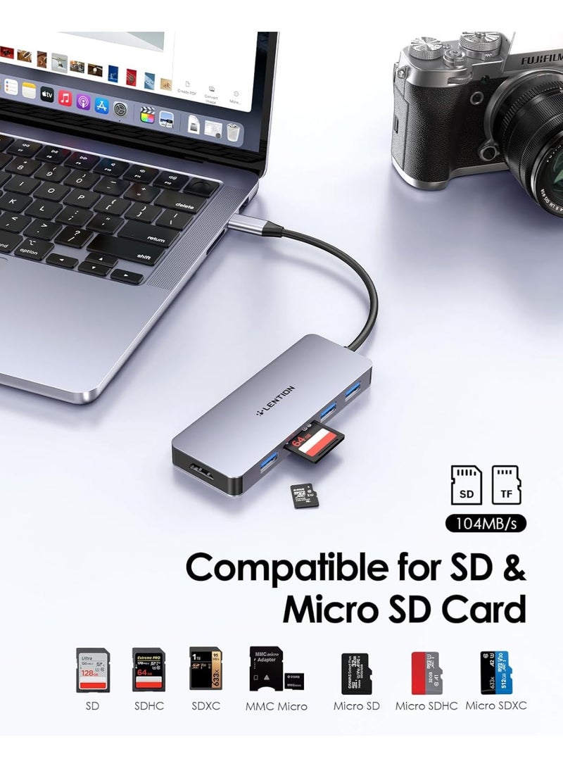 Lention LENTION USB C Hub with 4K HDMI, 3 USB 3.0, SD/Micro SD Card Reader Compatible 2023-2016 MacBook Pro 13/15/16, New Mac Air/Surface, Stable Driver Certified Multi-Port Adapter (CB-C18, Space Gray)  - Image 4