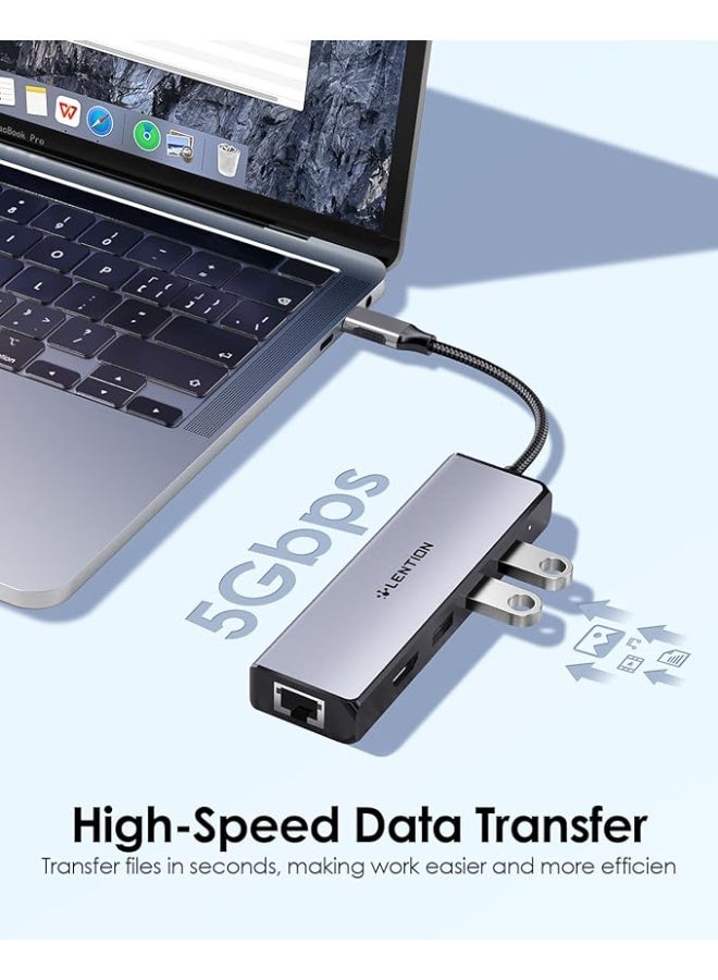 Lention LENTION USB C Hub with 4K HDMI, 3 USB 3.0, SD/Micro SD Card Reader Compatible 2023-2016 MacBook Pro 13/15/16, New Mac Air/Surface, Stable Driver Certified Multi-Port Adapter (CB-C18, Space Gray)  - Image 3