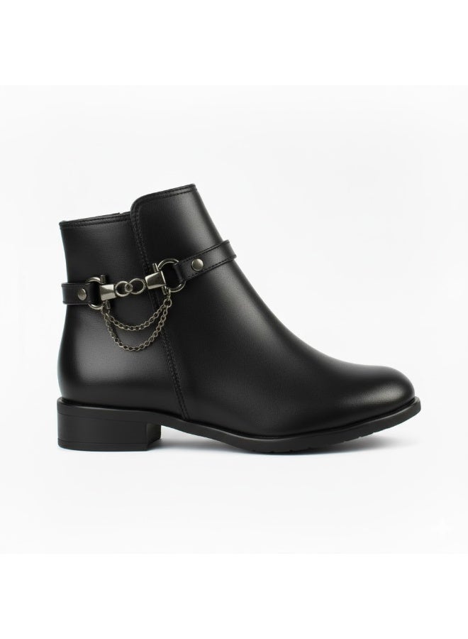 LIFESTYLISH Ankle Boots Flat Leather G-22 - Black - Image 2