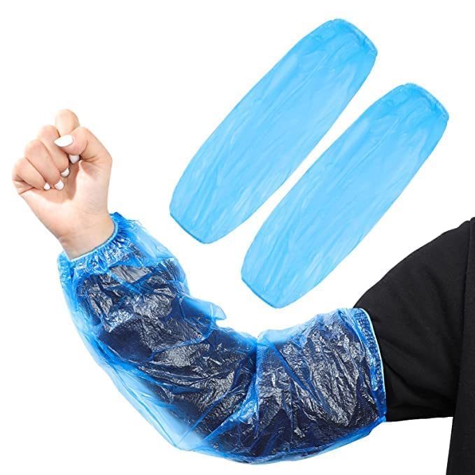 Adaamya® - 100 Pcs - Poly Disposable Arm Sleeves Elastic End Wrist Protection Over sleeves Cover for Painting Cleaning Blue (Poly (PE))… - Image 5
