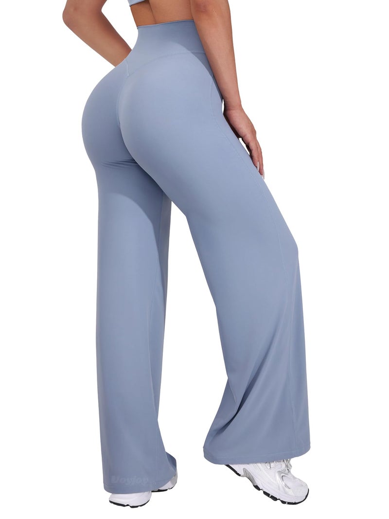 VOYJOY Straight Leggings Bottoms Wide Leg Pants for Women 29"/ 31.5"/33"/35" High Waist Stretch Casual Sweatpants - Image 1