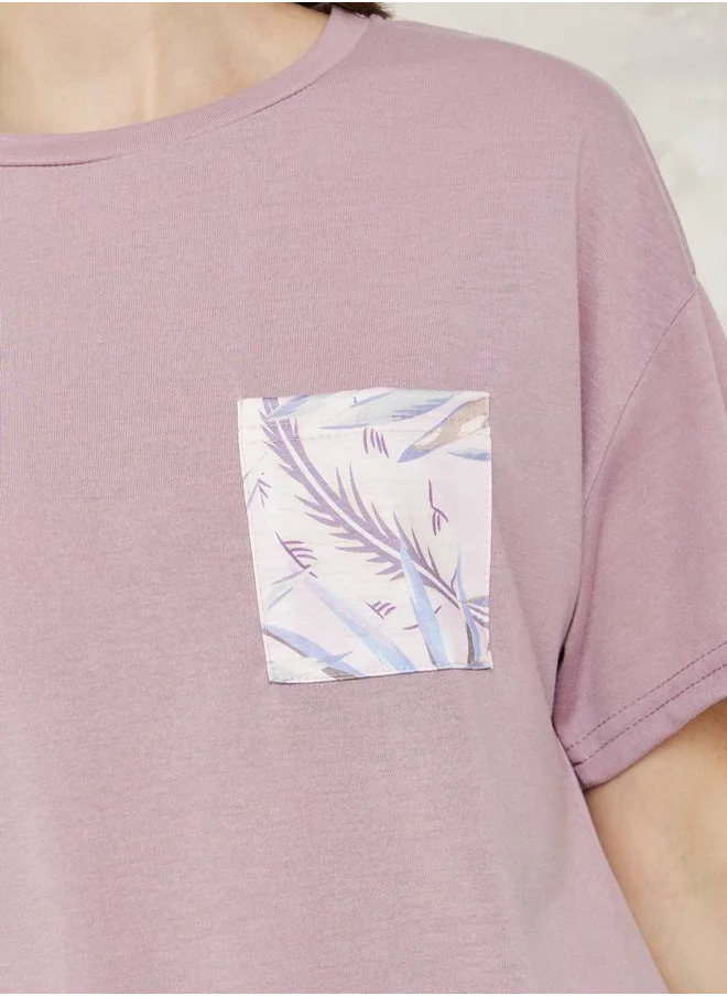 Styli Leafy Palm Pocket T-Shirt & Pyjama Set