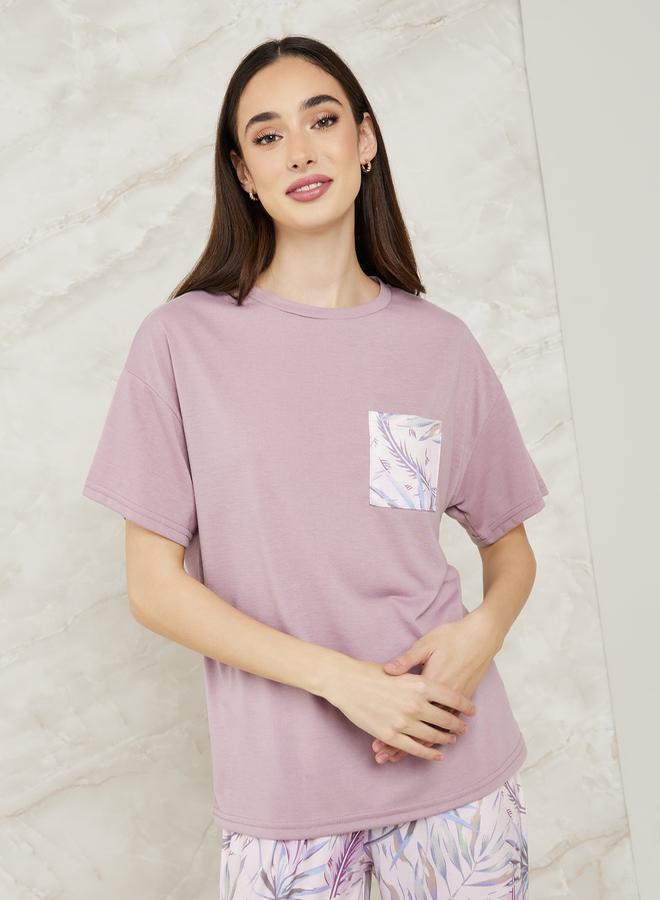 Styli Leafy Palm Pocket T-Shirt & Pyjama Set  - Image 3