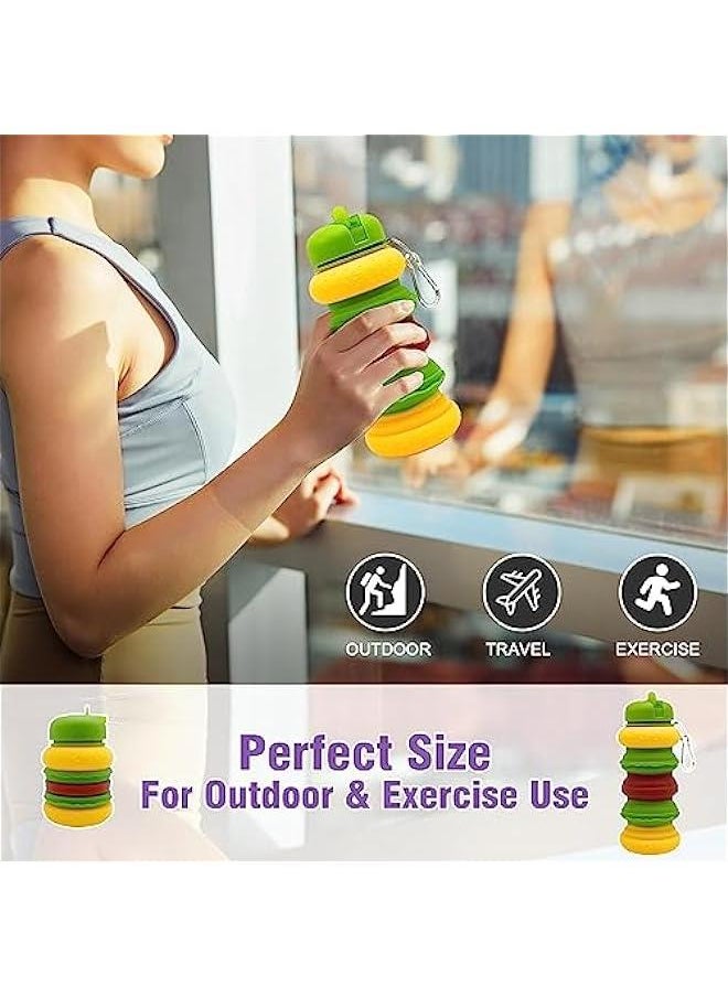 HOOKOR 20oz Foldable Silicone Water Bottle, Hamburger Design, Reusable for Sports Gym Travel Camping Hiking, Lightweight Essential for Traveling  - Image 5