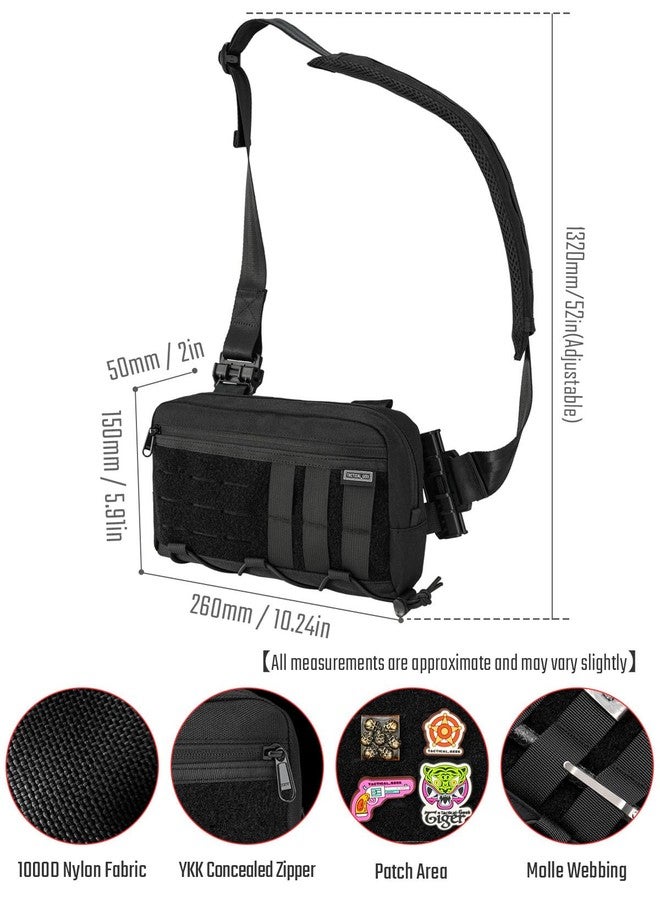 TACTICAL_GEEK Cache L3C EDC Sling Bag Chest, Lightweight Shoulder Daypack, Travel Hiking Concealed Carry, Crossbody Bag, Tactical Backpack, Hiking Ambidextrous Strap (1000D-Black) - Image 3