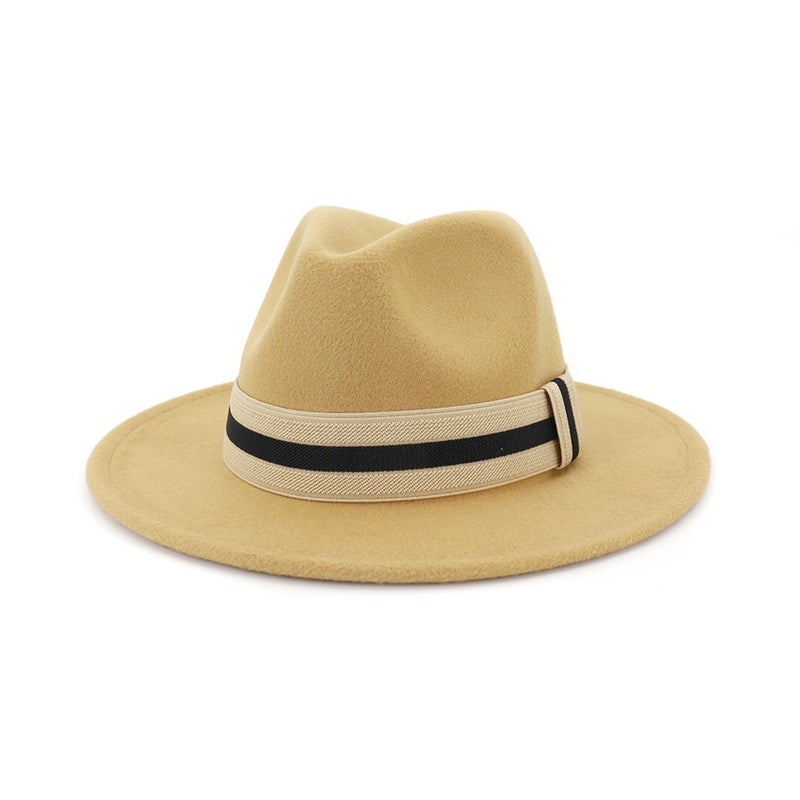 Fedora Hat Flat Wide Brim Gentleman Cap  Felt - Image 3
