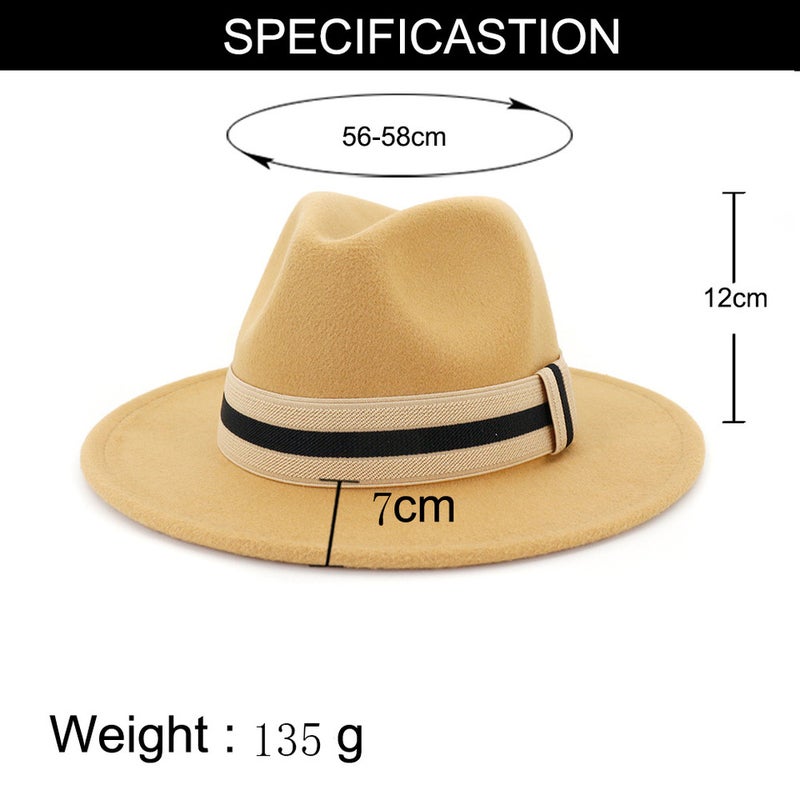 Fedora Hat Flat Wide Brim Gentleman Cap  Felt - Image 2