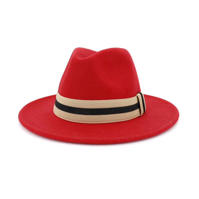 Fedora Hat Flat Wide Brim Gentleman Cap  Felt - Image 1