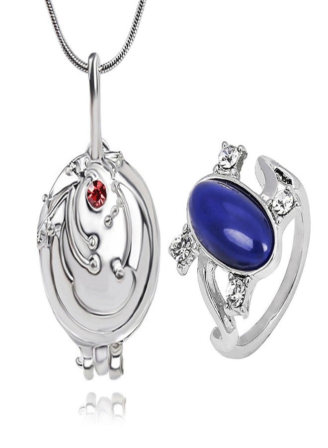 HJYZY 12 pcs The Vampire Jewelry Elena Gilbert Opening Vervain Locket Pendant Necklace Sapphire Crystal Daylight Ring Jewelry Set Cosplay for Fans with Stickers - Image 1
