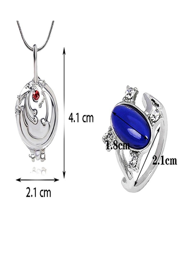 HJYZY 12 pcs The Vampire Jewelry Elena Gilbert Opening Vervain Locket Pendant Necklace Sapphire Crystal Daylight Ring Jewelry Set Cosplay for Fans with Stickers - Image 2