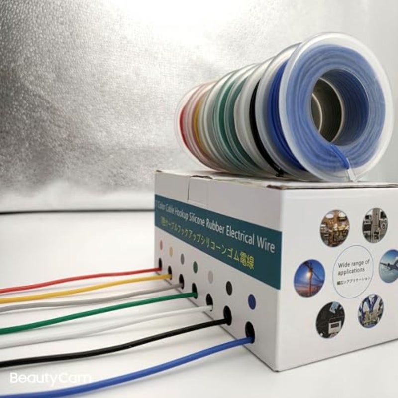 22AWG 7 ألوان سلك كهربائي من السيليكون كابل مرن سلك نحاسي متعدد الخيوط ذو قلب واحد مقاوم لدرجات الحرارة العالية والمنخفضة للاستخدام بنفسك، والمصابيح، والأجهزة المنزلية، والبطاريات، إلخ. 7 × 23 قدم - Image 3