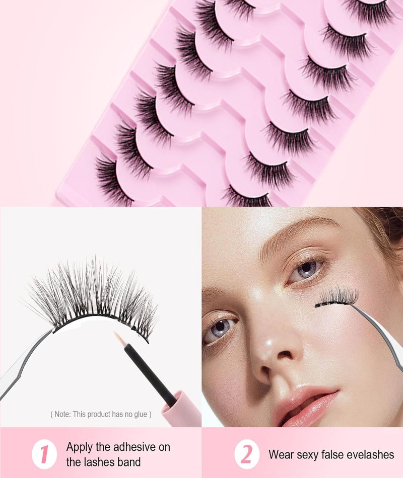 NUDFSY 20PCS Half Lashes for Women - Natural Wispy False Eyelashes, Fluffy Volume Strip Fake Lashes, Accent DIY Cluster Faux Eyelashes - Image 4