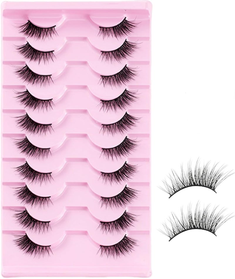 NUDFSY 20PCS Half Lashes for Women - Natural Wispy False Eyelashes, Fluffy Volume Strip Fake Lashes, Accent DIY Cluster Faux Eyelashes - Image 1