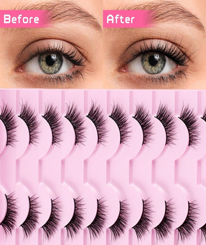 NUDFSY 20PCS Half Lashes for Women - Natural Wispy False Eyelashes, Fluffy Volume Strip Fake Lashes, Accent DIY Cluster Faux Eyelashes - Image 2