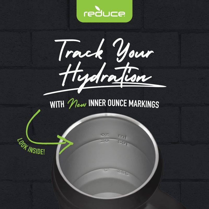 REDUCE 24 oz Stainless Steel Tumbler with Handle - Dual-Wall Vacuum Insulated Travel Mug  Sweat-Proof Lid & Reusable Straw - Keeps Drinks Cold for 24 Hrs  Fits Cupholders  Dishwasher Safe - Phantom - Image 4