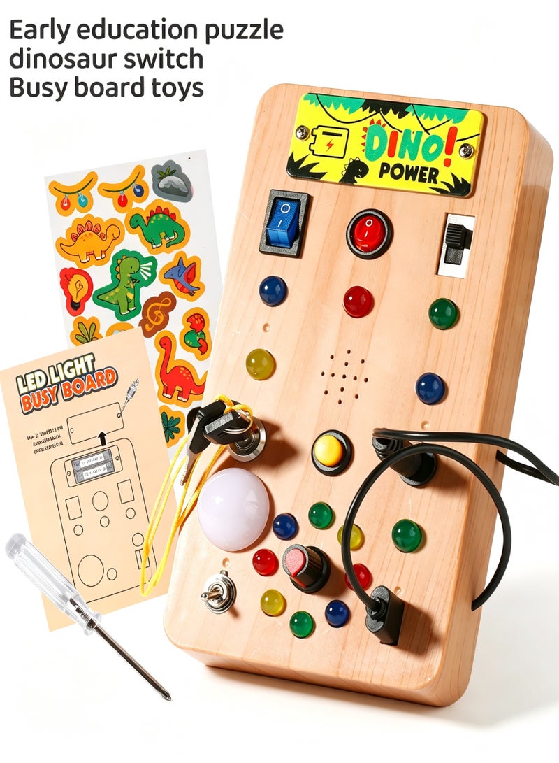 LED Light Busy Board for Toddlers 1-3 | ABS Montessori Sensory Toy with 8 LED Light Switches | Travel Learning Toy | Gift for 1 2 3 Year Old Boys u0026 Girls - Image 1