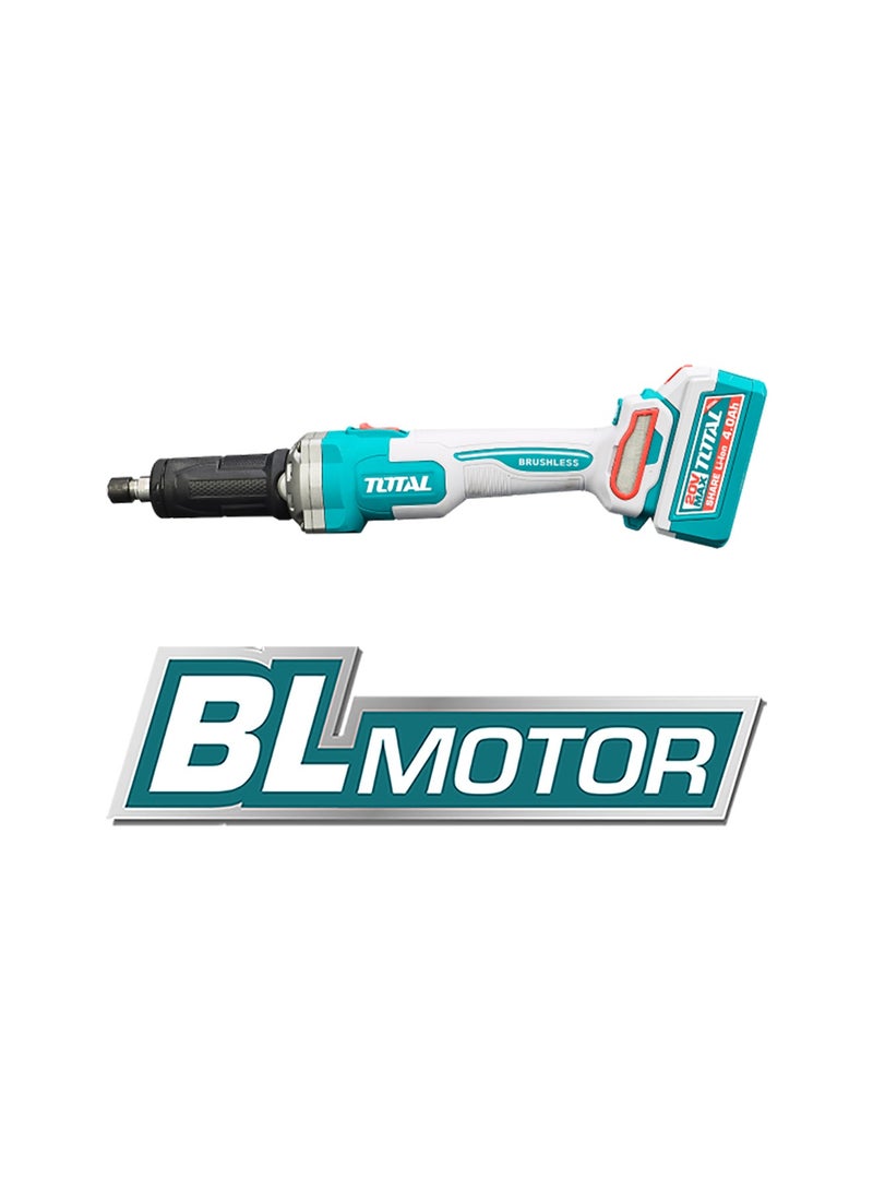 TOTAL 20V Brushless Cordless Die Grinder - 30,000 RPM High-Speed Power Tool with 3-Speed Control, 6mm (1/4") Collet, 2x 4.0Ah Batteries, Charger & 5 Mounted Points - TDGLI20012 - Image 4