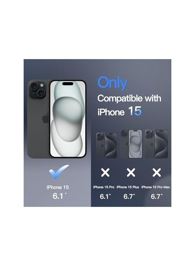 جي تيك جراب مغناطيسي لهاتف iPhone 15 مقاس 6.1 بوصة متوافق مع MagSafe، غطاء هاتف نحيف شفاف غير لامع مقاوم للصدمات (أسود) - Image 2