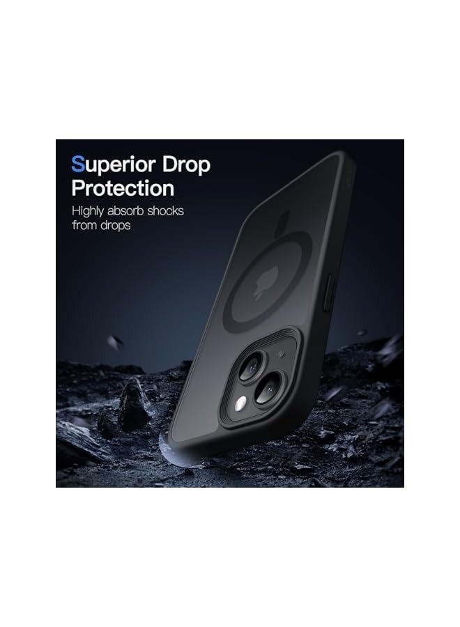 جي تيك جراب مغناطيسي لهاتف iPhone 15 مقاس 6.1 بوصة متوافق مع MagSafe، غطاء هاتف نحيف شفاف غير لامع مقاوم للصدمات (أسود) - Image 5