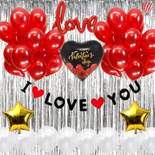 HK Balloons Heart Shaped Balloon Birthday, Anniversary, Valentine Balloons for Decoration, (Pack of 37 ILU Gold Decoration Set) - Image 1