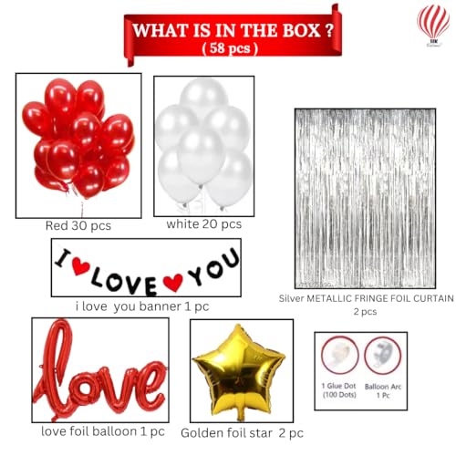 HK Balloons Heart Shaped Balloon Birthday, Anniversary, Valentine Balloons for Decoration, (Pack of 37 ILU Gold Decoration Set) - Image 2