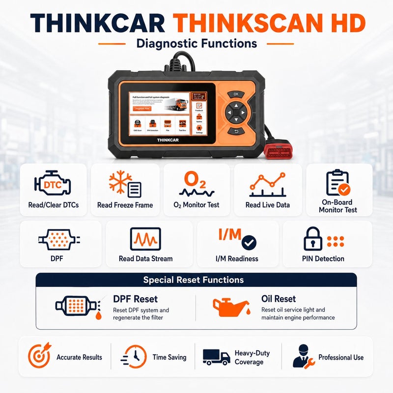 THINKCAR ThinkScan HD 5-Inch Heavy Duty Truck Scanner With Android System, Live Data, DPF Function And Lifetime Free Updates - Image 4