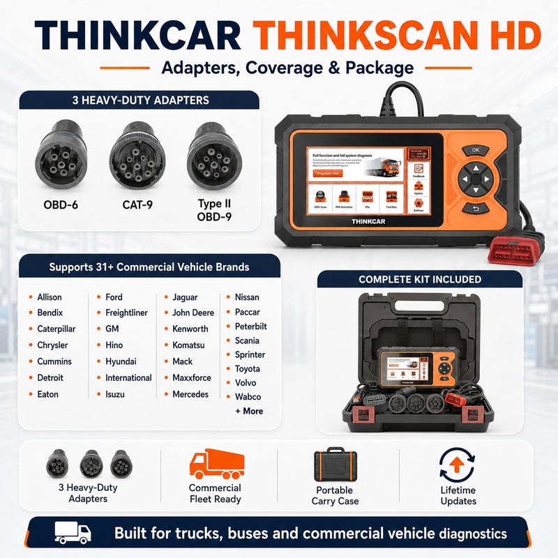 THINKCAR ThinkScan HD 5-Inch Heavy Duty Truck Scanner With Android System, Live Data, DPF Function And Lifetime Free Updates - Image 5