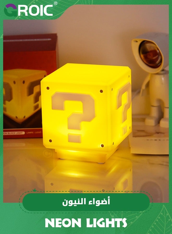 GROIC مصباح ليلي شحن مربع طوب مكتب USB مصباح ليلي حسّاس بلوك طوب مصباح طاولة مصباح بجانب السرير مع كابل طاقة USB  - Image 1