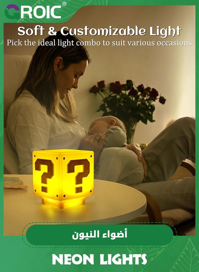 GROIC مصباح ليلي شحن مربع طوب مكتب USB مصباح ليلي حسّاس بلوك طوب مصباح طاولة مصباح بجانب السرير مع كابل طاقة USB  - Image 5