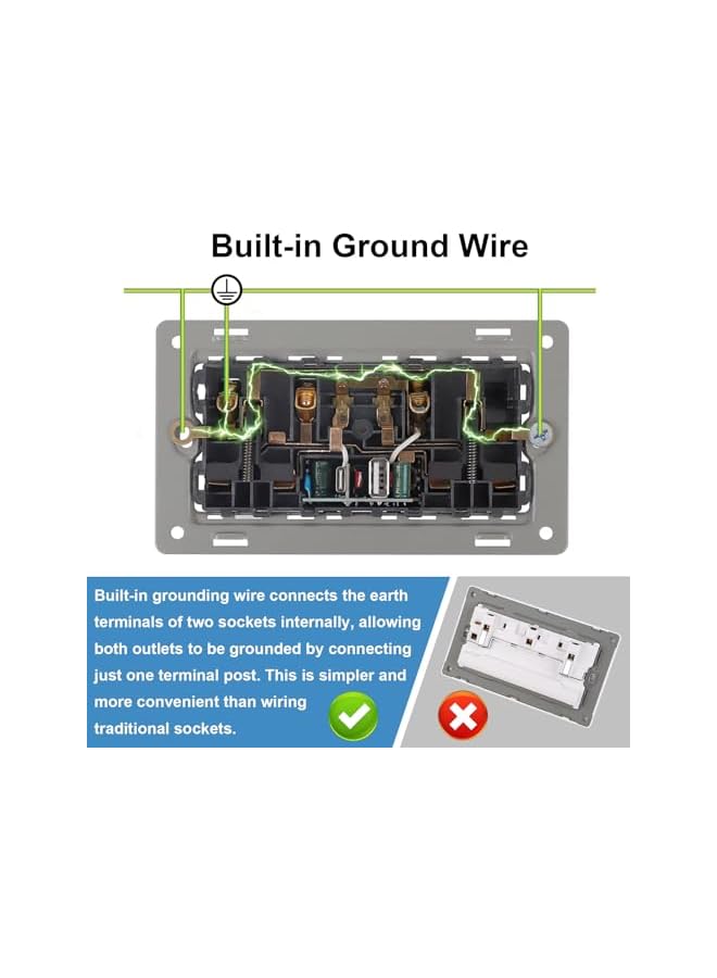 promass 5 Pack Double Switched Power Socket with Dual USB Charging Ports (Type A and C), Black 13 Amp Electric Wall Socket - Image 4